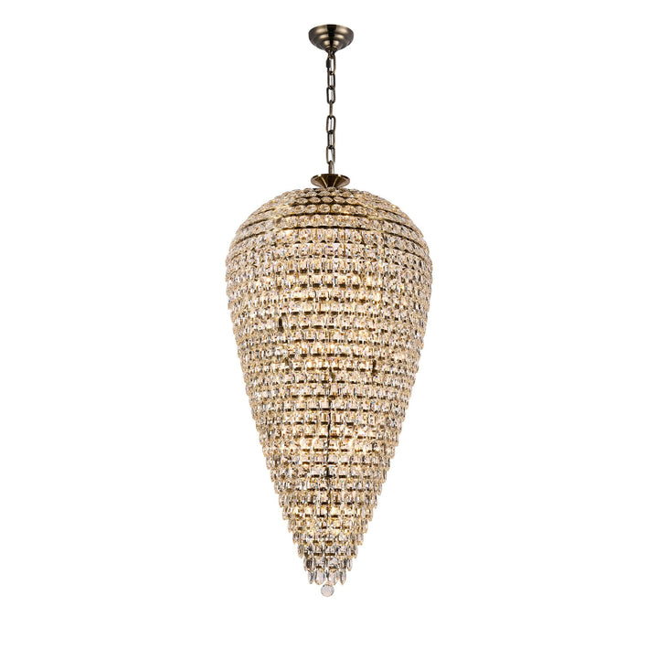 Diyas IL32889AB Coniston Tall Acorn Pendant 30 Light E14 Antique Brass/Crystal