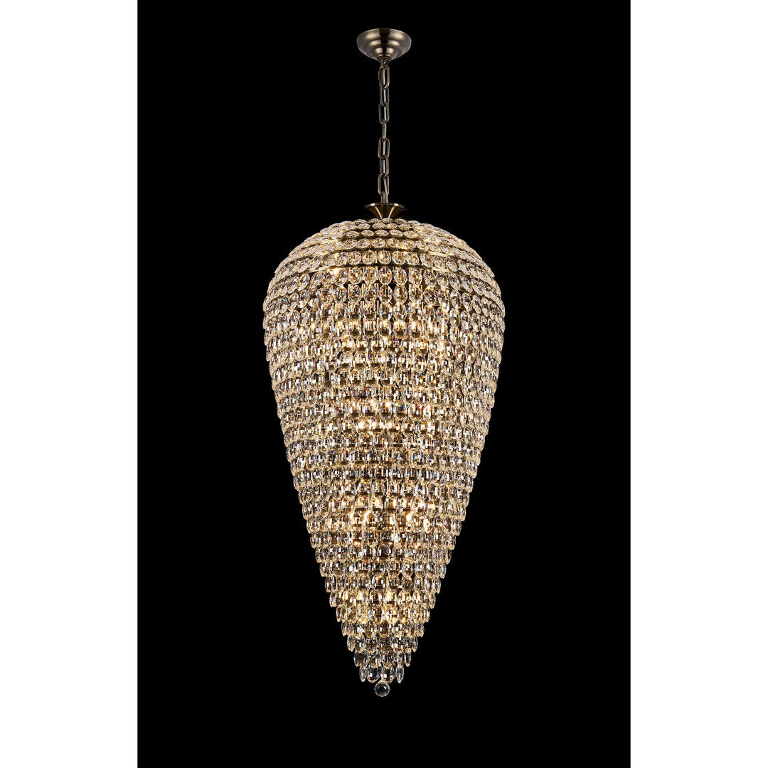 Diyas IL32889AB Coniston Tall Acorn Pendant 30 Light E14 Antique Brass/Crystal