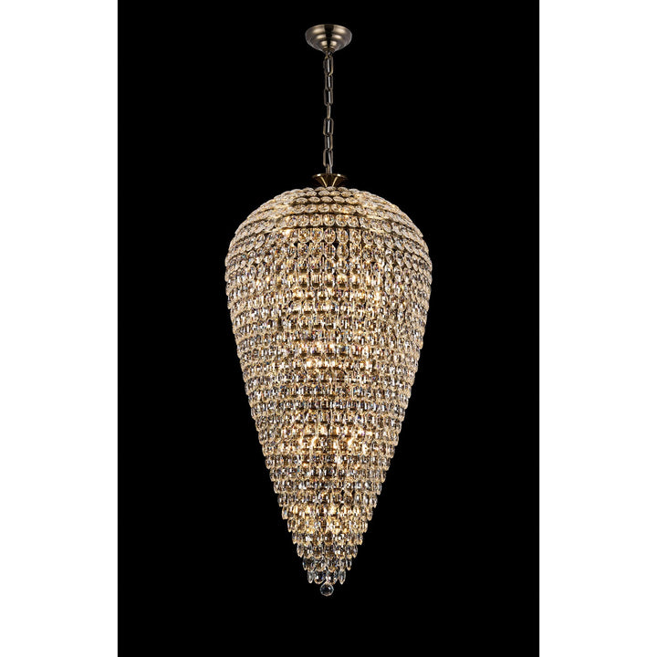 Diyas IL32889AB Coniston Tall Acorn Pendant 30 Light E14 Antique Brass/Crystal