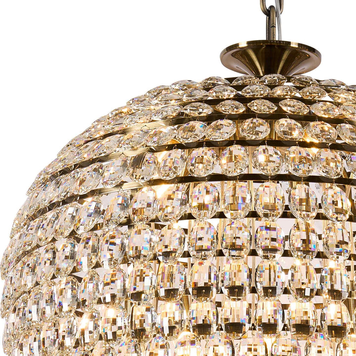 Diyas IL32889AB Coniston Tall Acorn Pendant 30 Light E14 Antique Brass/Crystal