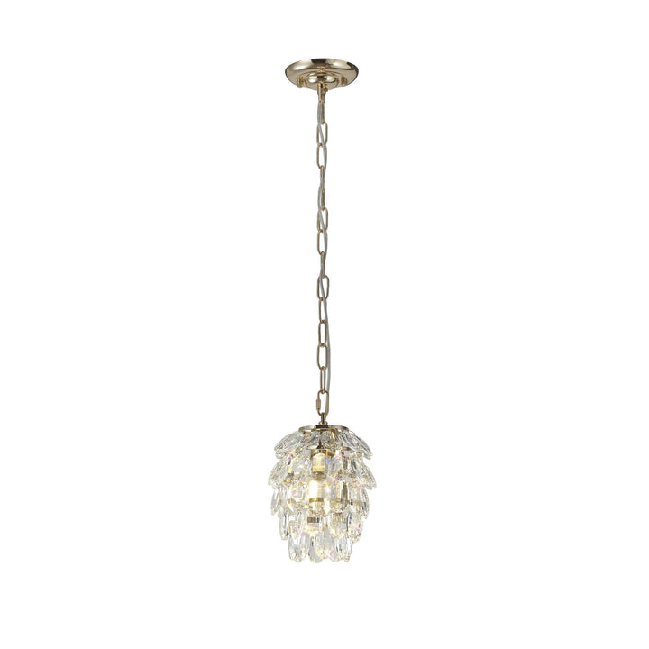 Diyas IL32839 Coniston Pendant 5 Layer 1 Light E27 French Gold/Crystal (S)