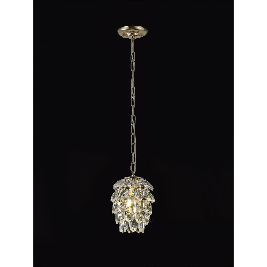 Diyas IL32839 Coniston Pendant 5 Layer 1 Light E27 French Gold/Crystal (S)