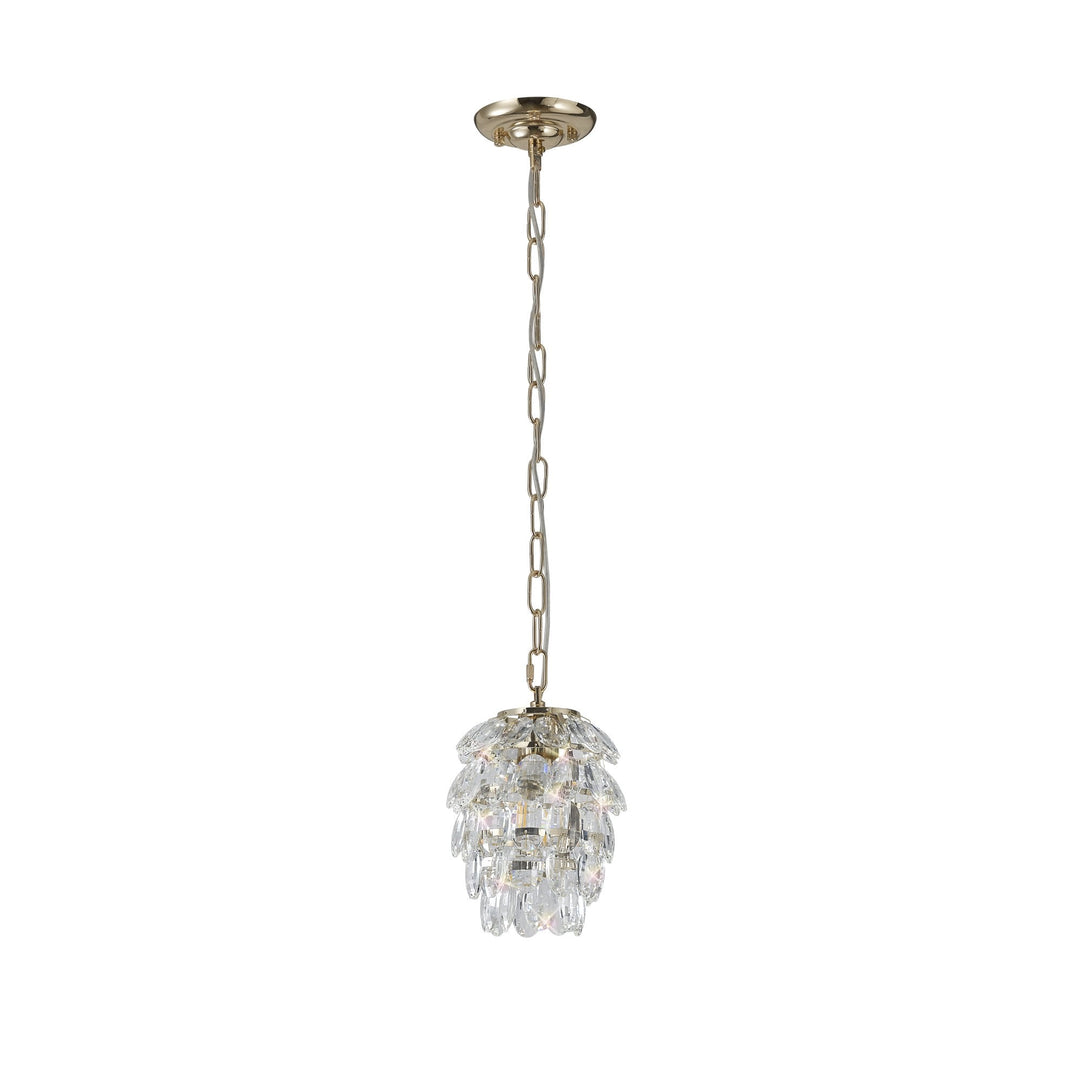 Diyas IL32839 Coniston Pendant 5 Layer 1 Light E27 French Gold/Crystal