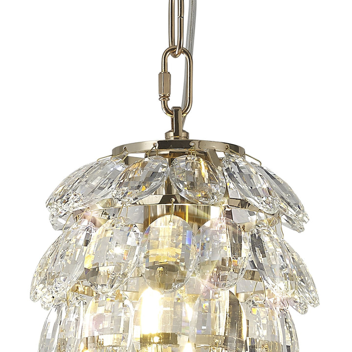 Diyas IL32839 Coniston Pendant 5 Layer 1 Light E27 French Gold/Crystal (S)