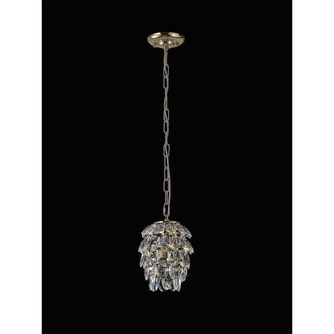 Diyas IL32839 Coniston Pendant 5 Layer 1 Light E27 French Gold/Crystal (S)