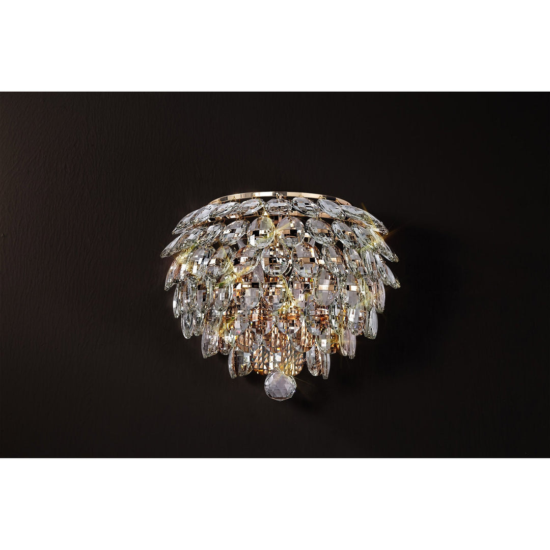 Diyas IL32829 Coniston Wall Lamp 2 Light E14 French Gold/Crystal