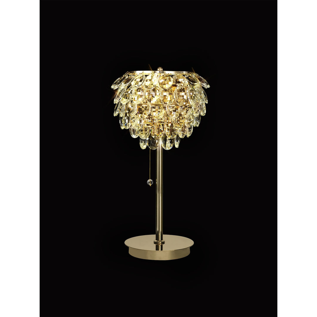 Diyas IL32836 Coniston Table Lamp 2 Light E14 French Gold/Crystal