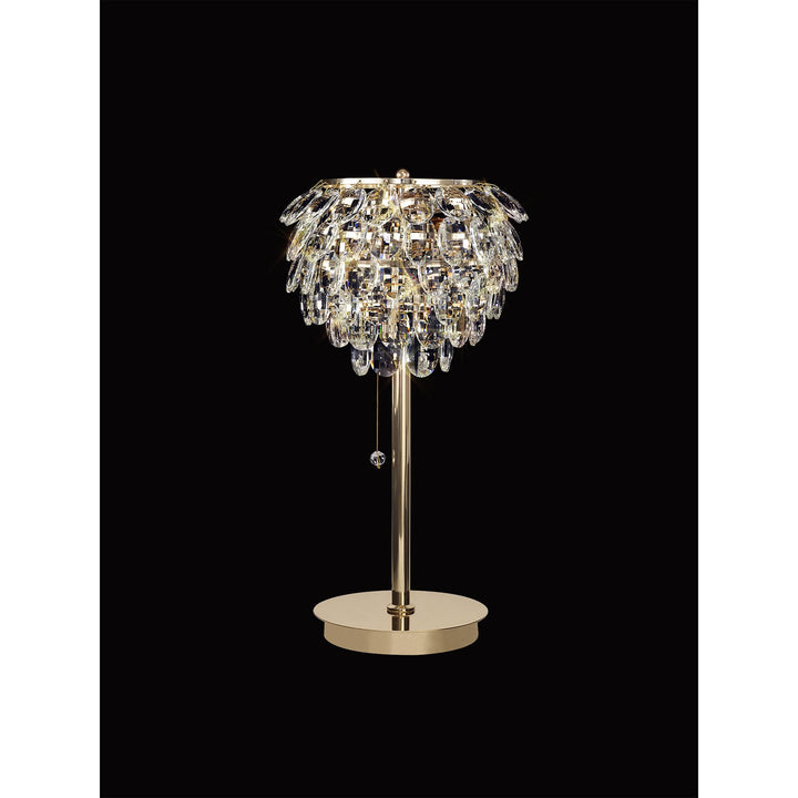 Diyas IL32836 Coniston Table Lamp 2 Light E14 French Gold/Crystal