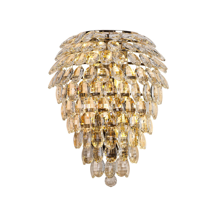 Diyas IL32911 Coniston Tall Wall Lamp 4 Light E14 French Gold/Crystal