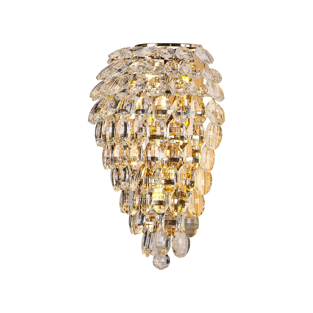 Diyas IL32911 Coniston Tall Wall Lamp 4 Light E14 French Gold/Crystal