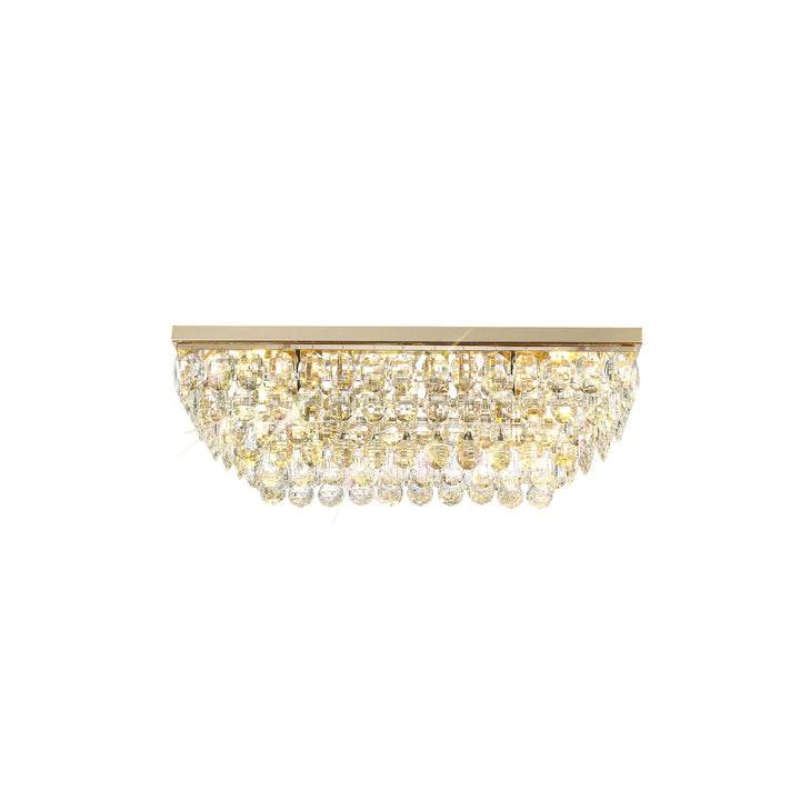 Diyas IL32826 Coniston Linear Flush Ceiling 5 Light E14 French Gold/Crystal