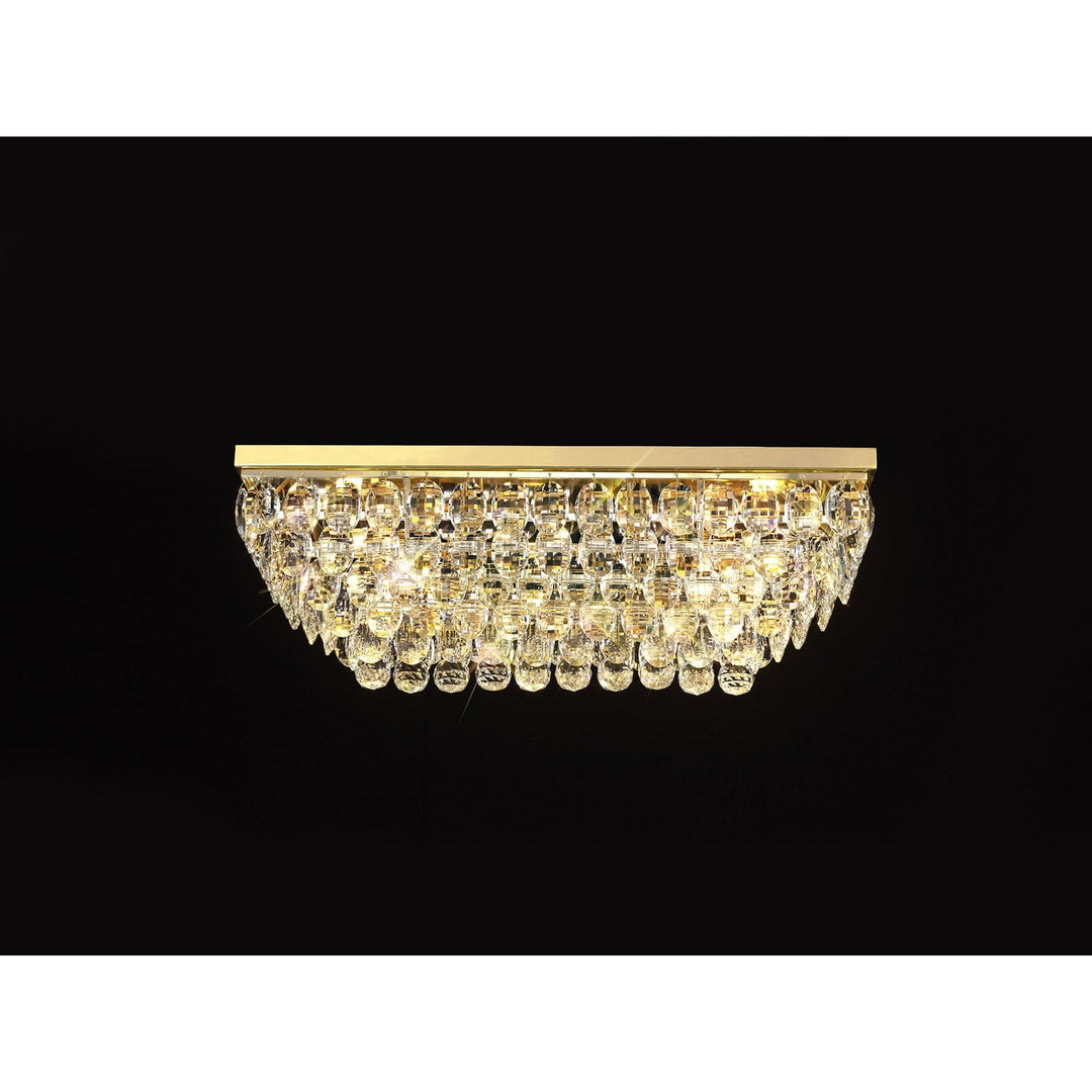 Diyas IL32826 Coniston Linear Flush Ceiling 5 Light E14 French Gold/Crystal