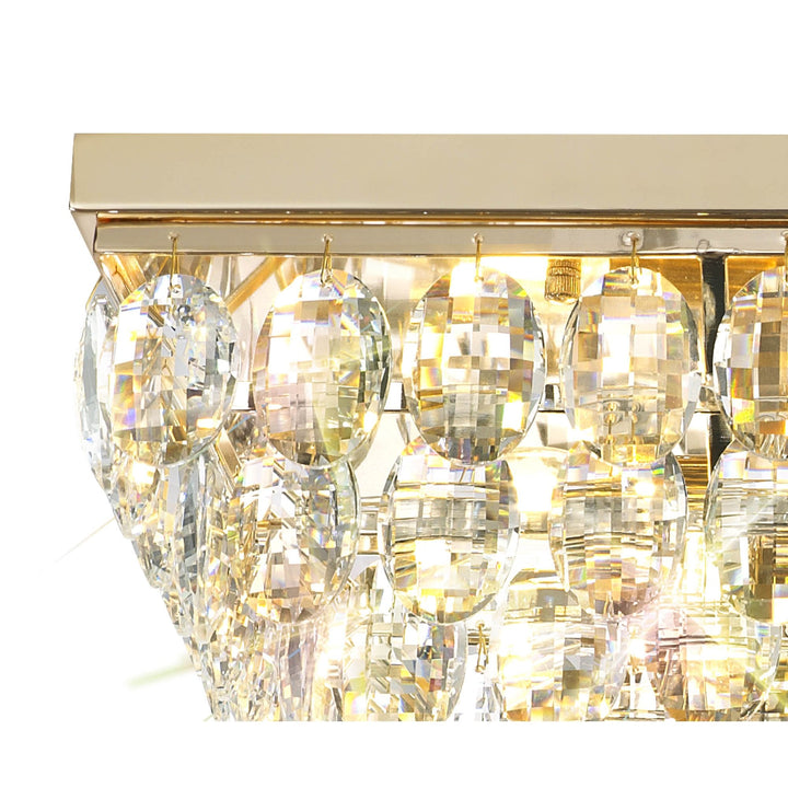 Diyas IL32826 Coniston Linear Flush Ceiling 5 Light E14 French Gold/Crystal