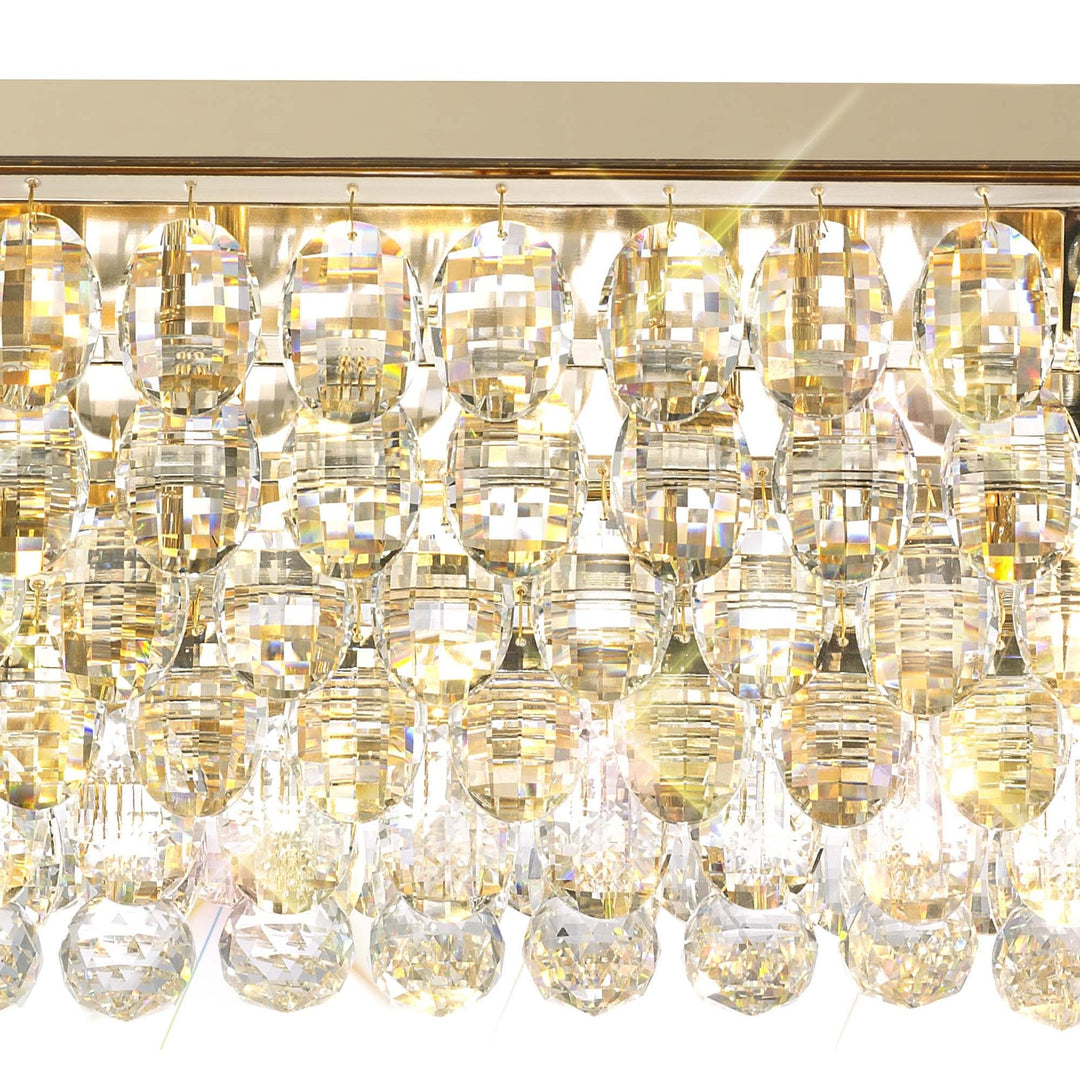 Diyas IL32826 Coniston Linear Flush Ceiling 5 Light E14 French Gold/Crystal