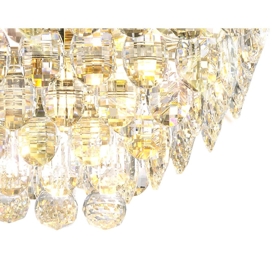 Diyas IL32826 Coniston Linear Flush Ceiling 5 Light E14 French Gold/Crystal