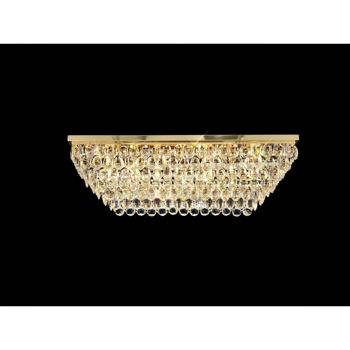 Diyas IL32827 Coniston Linear Flush Ceiling 11 Light E14 French Gold/Crystal