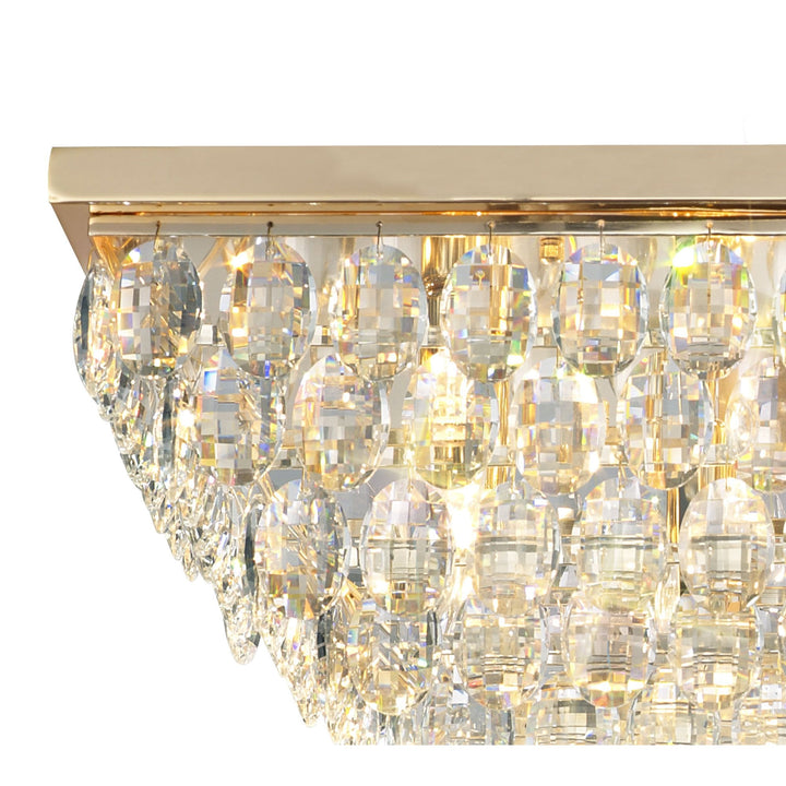 Diyas IL32827 Coniston Linear Flush Ceiling 11 Light E14 French Gold/Crystal