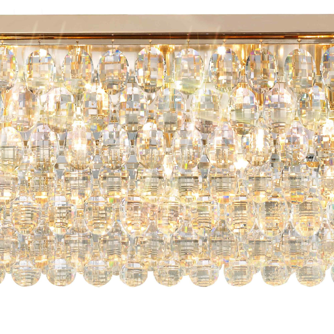 Diyas IL32827 Coniston Linear Flush Ceiling 11 Light E14 French Gold/Crystal