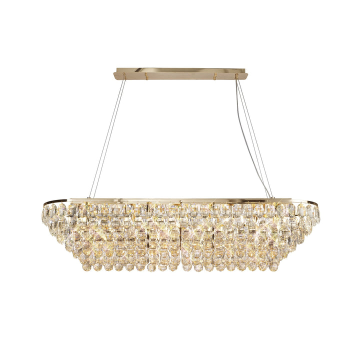 Diyas IL32823 Coniston Linear Pendant 14 Light E14 French Gold/Crystal