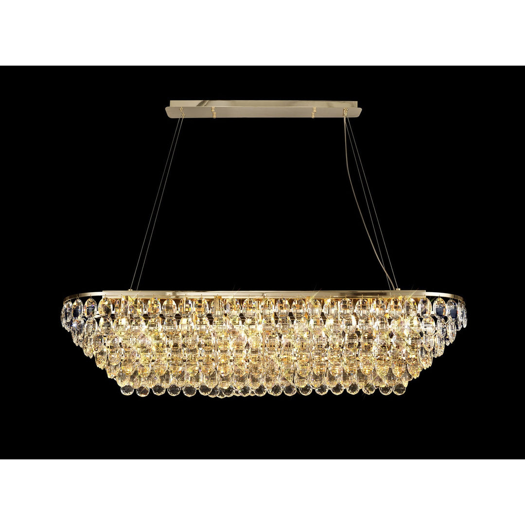 Diyas IL32823 Coniston Linear Pendant 14 Light E14 French Gold/Crystal