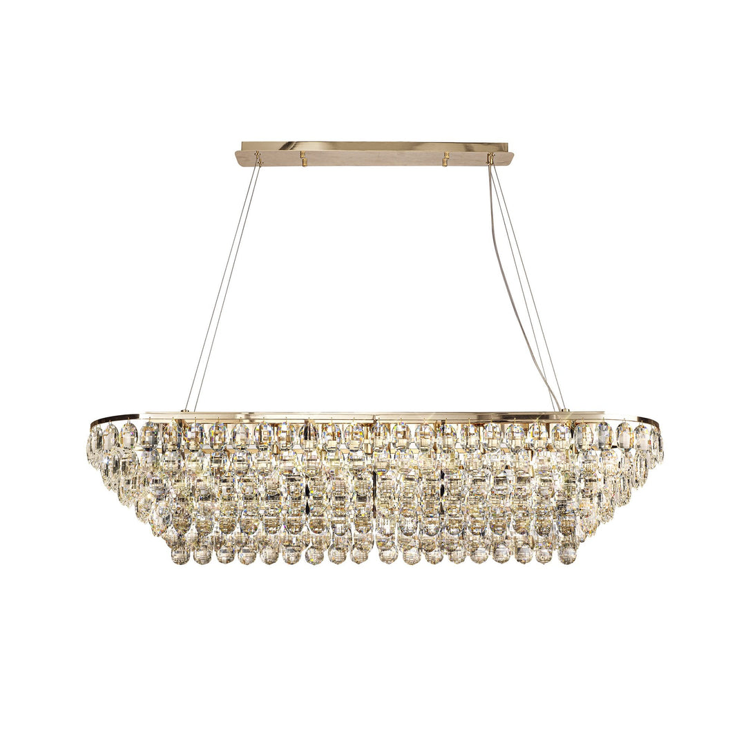 Diyas IL32823 Coniston Linear Pendant 14 Light E14 French Gold/Crystal