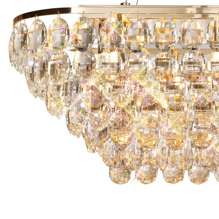 Diyas IL32823 Coniston Linear Pendant 14 Light E14 French Gold/Crystal