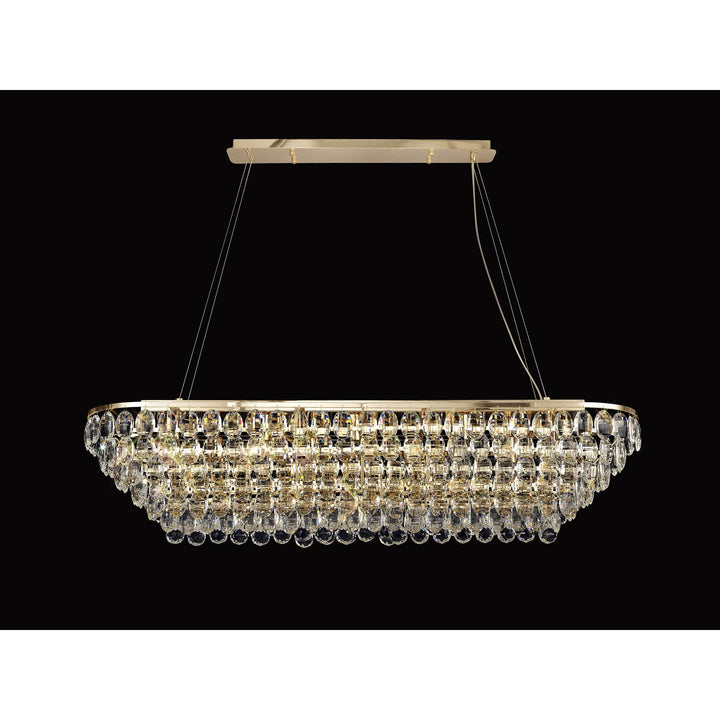 Diyas IL32823 Coniston Linear Pendant 14 Light E14 French Gold/Crystal