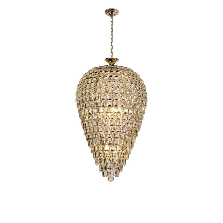 Diyas IL32886 Coniston Acorn Pendant 16 Light E14 French Gold/Crystal