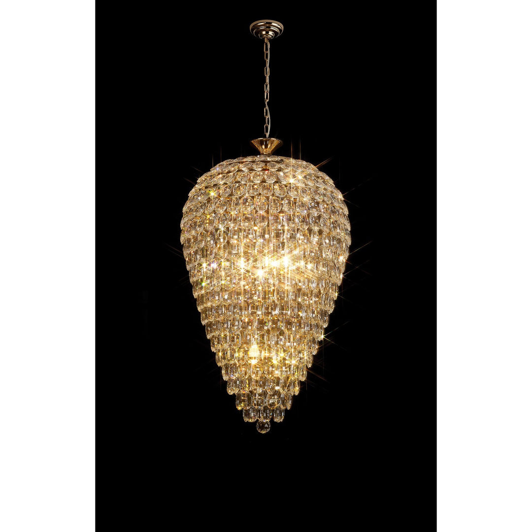 Diyas IL32886 Coniston Acorn Pendant 16 Light E14 French Gold/Crystal