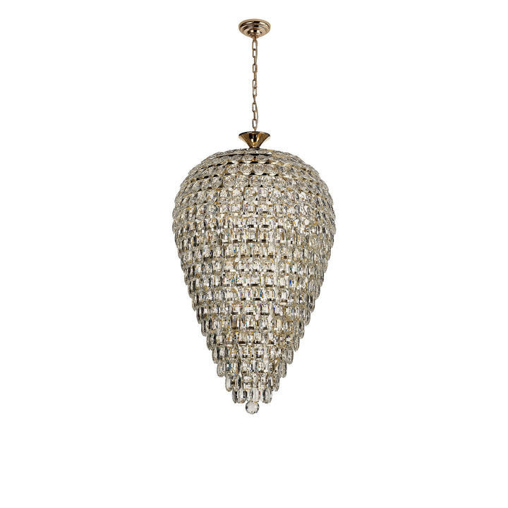 Diyas IL32886 Coniston Acorn Pendant 16 Light E14 French Gold/Crystal