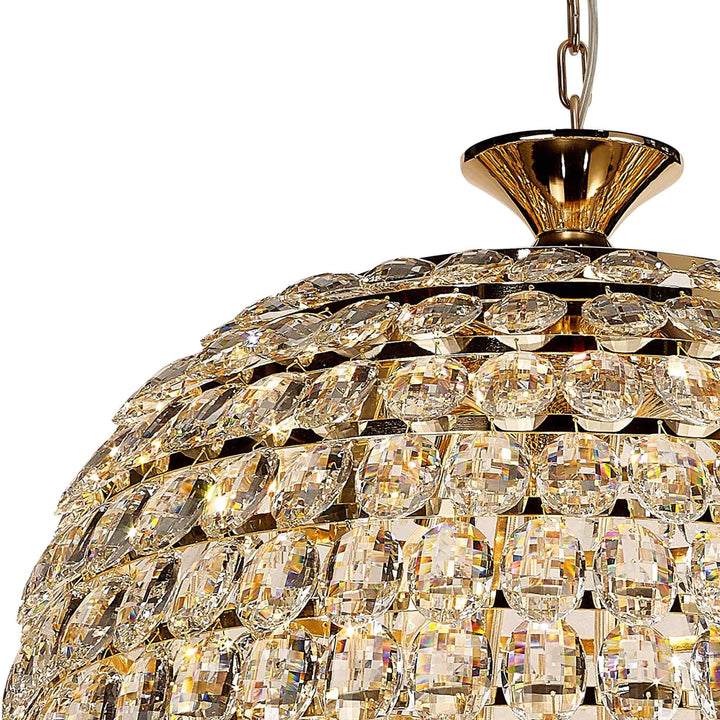 Diyas IL32886 Coniston Acorn Pendant 16 Light E14 French Gold/Crystal