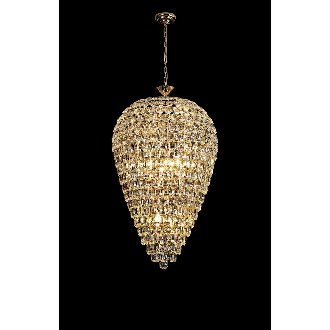 Diyas IL32886 Coniston Acorn Pendant 16 Light E14 French Gold/Crystal