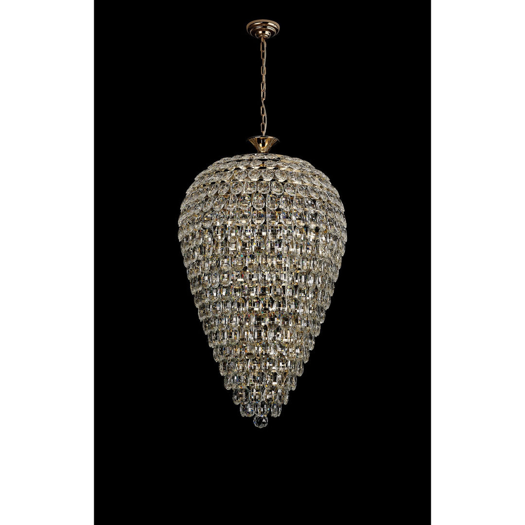 Diyas IL32886 Coniston Acorn Pendant 16 Light E14 French Gold/Crystal