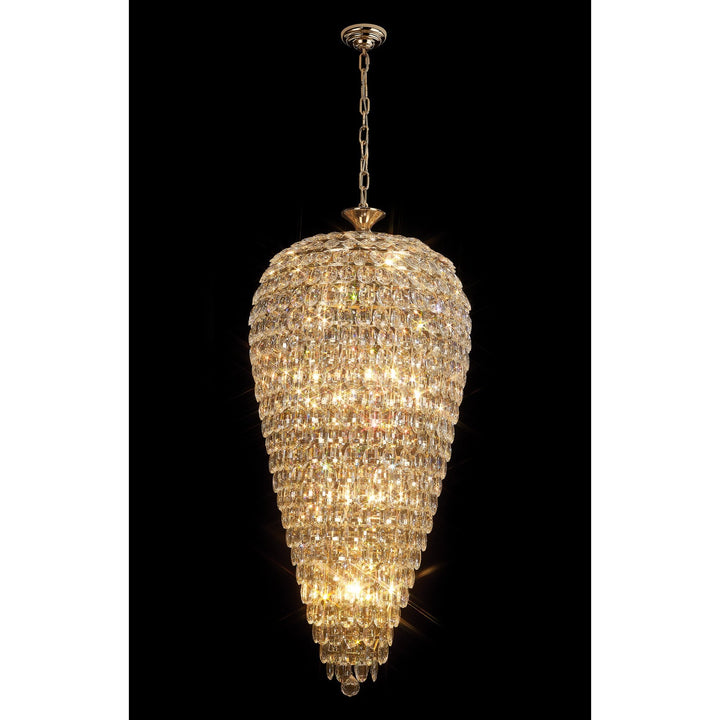 Diyas IL32887 Coniston Tall Acorn Pendant 20 Light E14 French Gold/Crystal