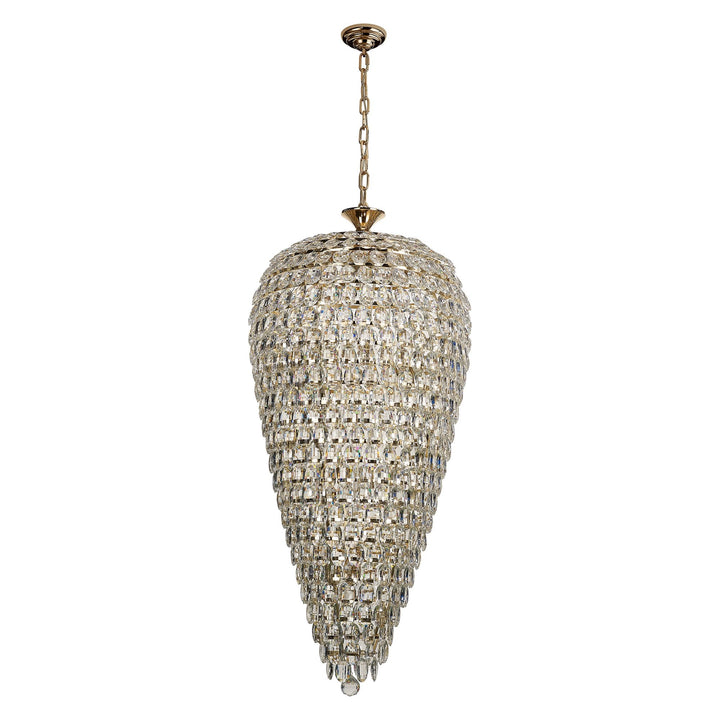 Diyas IL32887 Coniston Tall Acorn Pendant 20 Light E14 French Gold/Crystal