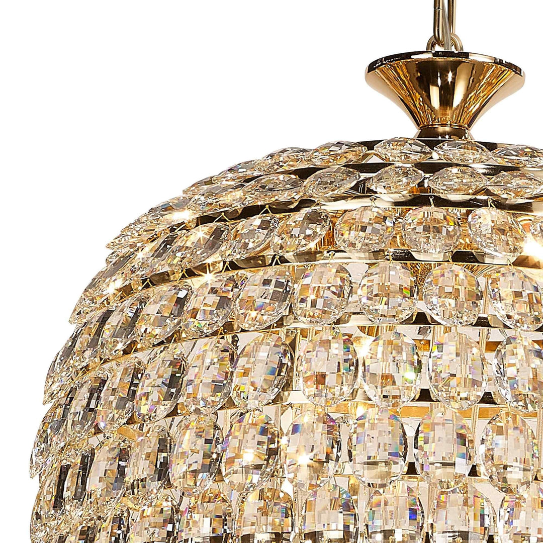 Diyas IL32887 Coniston Tall Acorn Pendant 20 Light E14 French Gold/Crystal