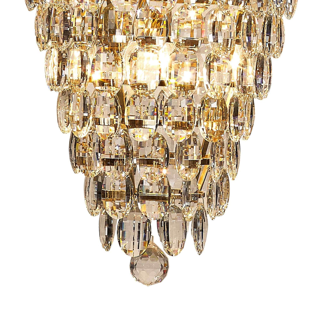 Diyas IL32887 Coniston Tall Acorn Pendant 20 Light E14 French Gold/Crystal