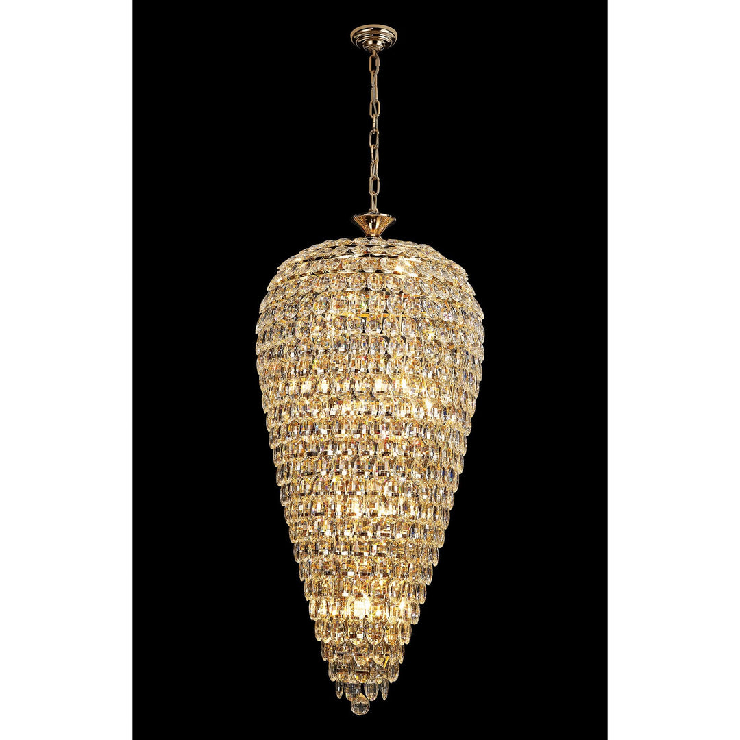 Diyas IL32887 Coniston Tall Acorn Pendant 20 Light E14 French Gold/Crystal