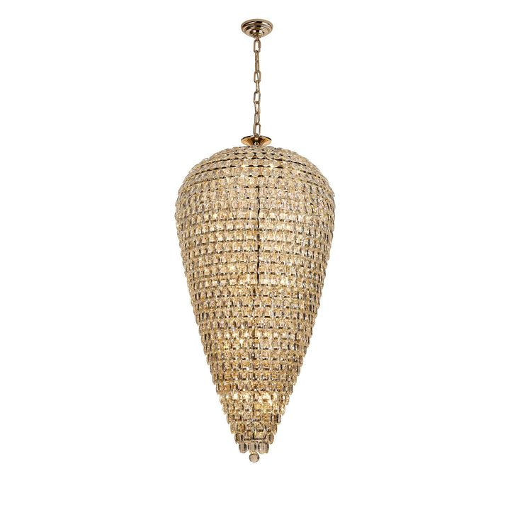 Diyas IL32889 Coniston Tall Acorn Pendant 30 Light E14 French Gold/Crystal