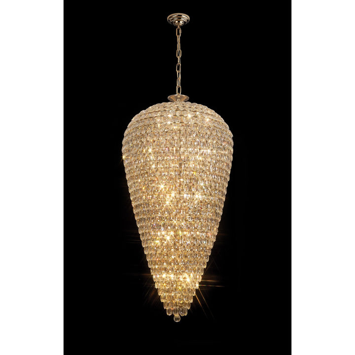 Diyas IL32889 Coniston Tall Acorn Pendant 30 Light E14 French Gold/Crystal