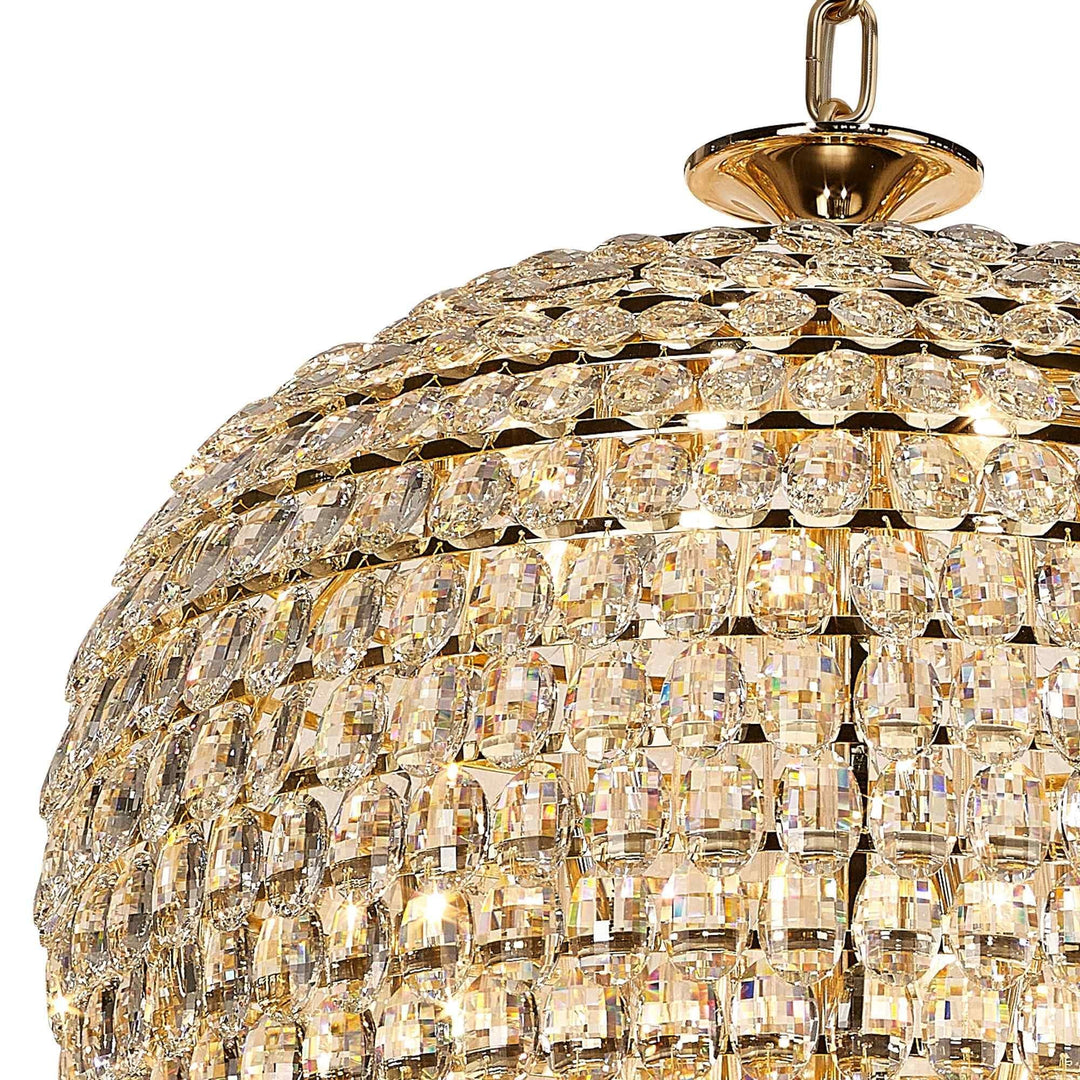 Diyas IL32889 Coniston Tall Acorn Pendant 30 Light E14 French Gold/Crystal