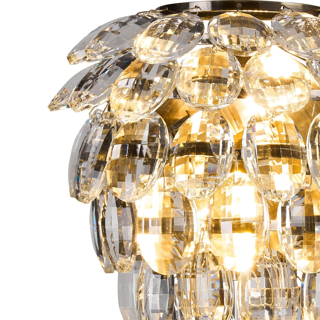 Diyas IL32895AB Coniston IP Bathroom Wall Lamp 2 Light G9 Antique Brass/Crystal