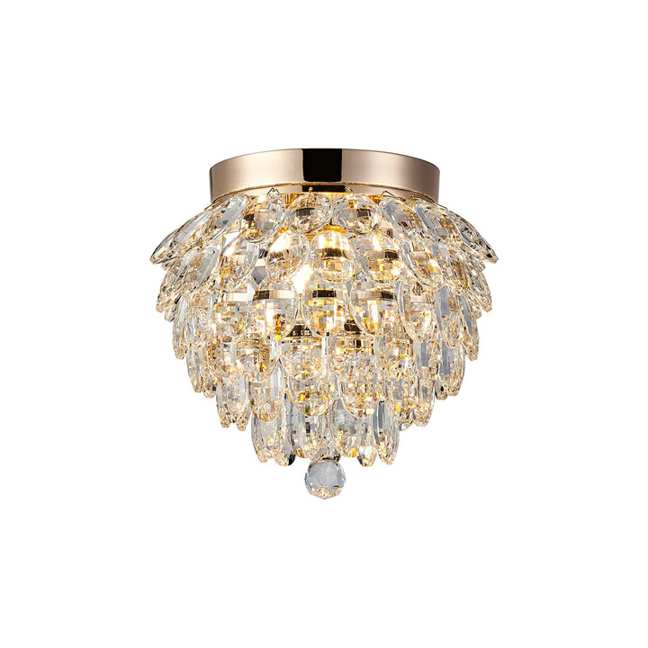 Diyas IL32897 Coniston IP Bathroom Ceiling 3 Light G9 French Gold/Crystal