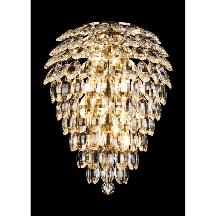 Diyas IL32913AB Coniston IP Bathroom Tall Wall Lamp 6 Light G9 Antique Brass/Crystal