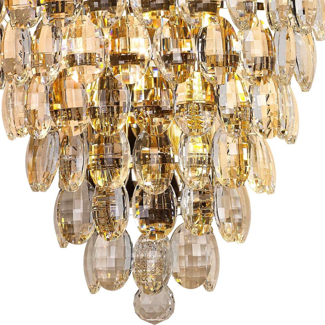 Diyas IL32913 Coniston IP Bathroom Tall Wall Lamp 6 Light G9 French Gold/Crystal