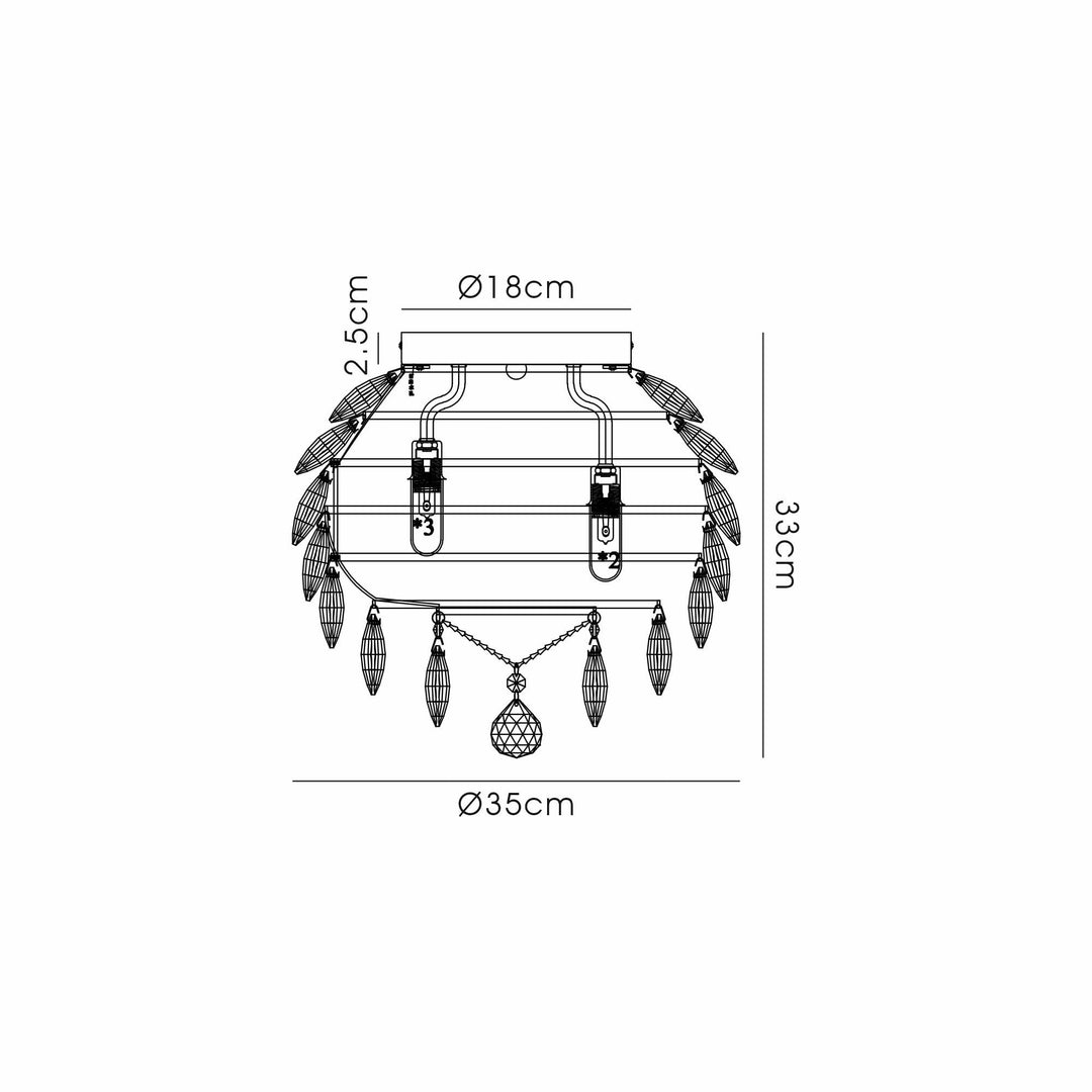 Diyas IL32893 Coniston IP Bathroom Ceiling 5 Light G9 Polished Chrome/Crystal