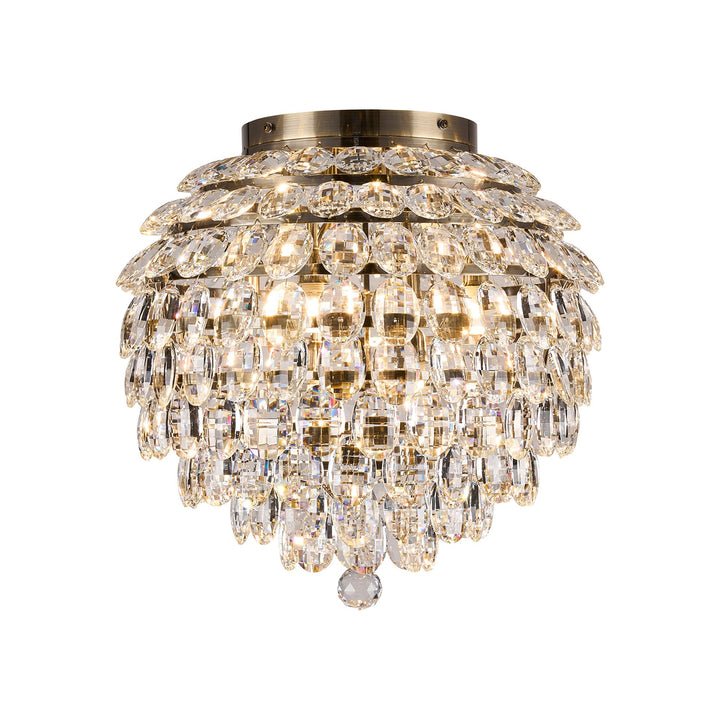 Diyas IL32899AB Coniston IP Bathroom Ceiling 8 Light G9 Antique Brass/Crystal