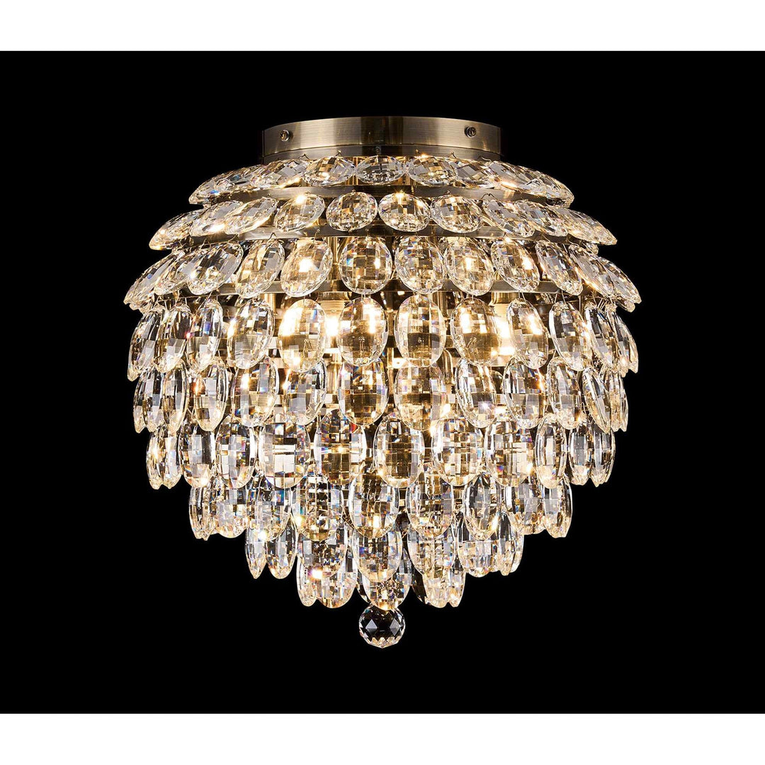 Diyas IL32899AB Coniston IP Bathroom Ceiling 8 Light G9 Antique Brass/Crystal