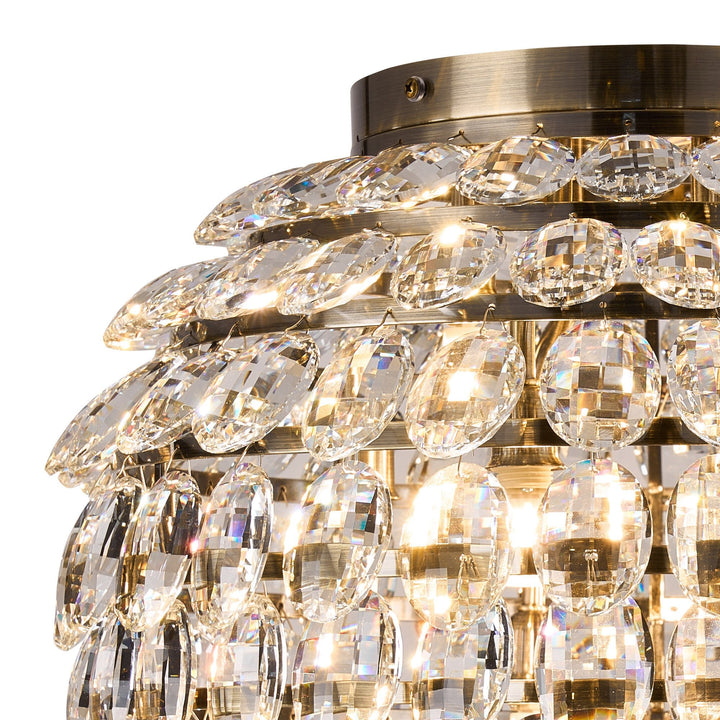 Diyas IL32899AB Coniston IP Bathroom Ceiling 8 Light G9 Antique Brass/Crystal