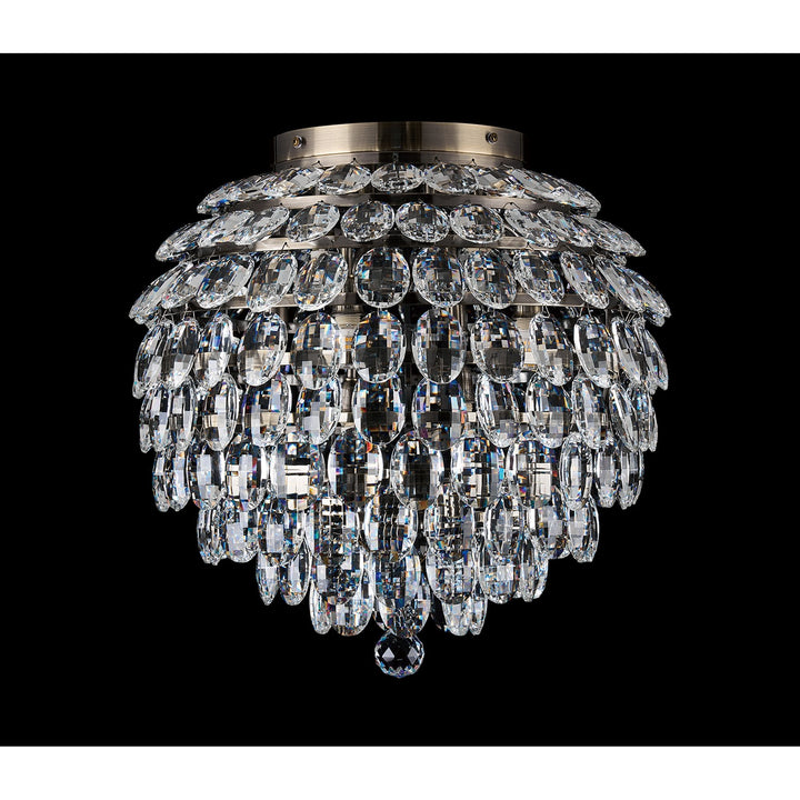 Diyas IL32899AB Coniston IP Bathroom Ceiling 8 Light G9 Antique Brass/Crystal